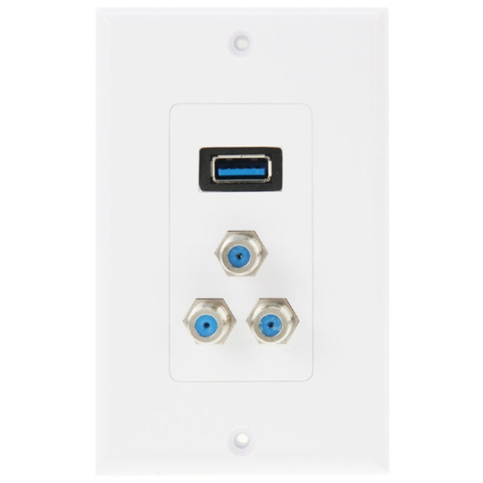 USB 3.0-Buchse + 3 F-Buchsenstecker, Wandplatte