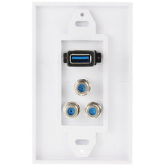 USB 3.0 Female Plug + 3 F Female Plugs Wall Plate Panel