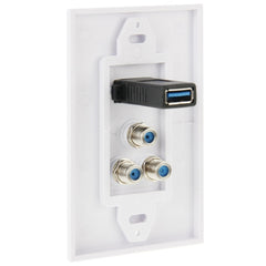 USB 3.0 Female Plug + 3 F Female Plugs Wall Plate Panel