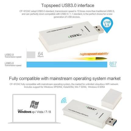 EDUP AC-1601 802.11AC 1200M Dual Band USB 3.0 Wifi Wireless Adapter, AC-1601 1200Mbps