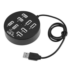 High Speed 8 Ports USB 2.0 Portable Round Hub, Length: 60cmRound Circular 8 Ports USB 2.0 Hub Multi-port Splitter Expansion Adapter for Laptop Notebook PC, Support 1TB Mobile HDD, Round Circular(Black)