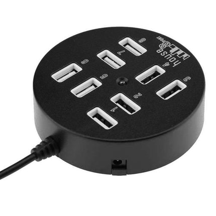 High Speed 8 Ports USB 2.0 Portable Round Hub, Length: 60cmRound Circular 8 Ports USB 2.0 Hub Multi-port Splitter Expansion Adapter for Laptop Notebook PC, Support 1TB Mobile HDD, Round Circular(Black)