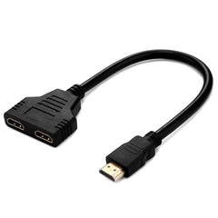 30cm 1080P HDMI Port Male to 2 Female 1 in 2 out Splitter Cable Adapter Converter, 1 in 2