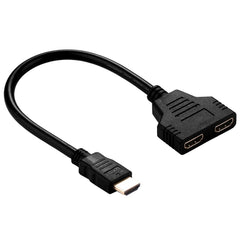 30cm 1080P HDMI Port Male to 2 Female 1 in 2 out Splitter Cable Adapter Converter, 1 in 2