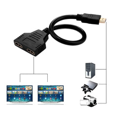 30cm 1080P HDMI Port Male to 2 Female 1 in 2 out Splitter Cable Adapter Converter, 1 in 2