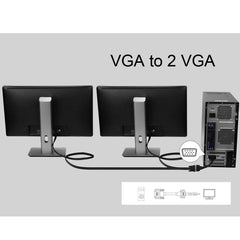 30cm VGA Male to 2 VGA Female Splitter Cable, VGA Male