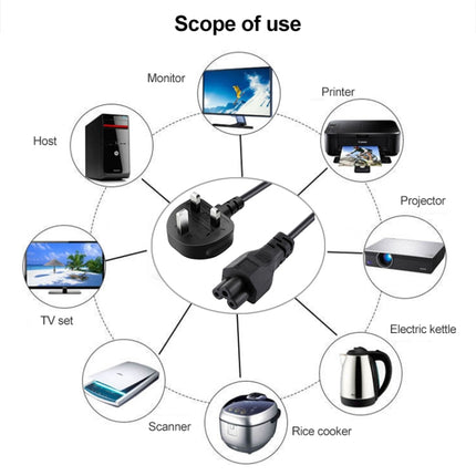 High Quality 3 Prong Style UK Notebook AC Power Cord, Length: 1.5m, 3 Prong Style UK Plug, Length: 1.5m