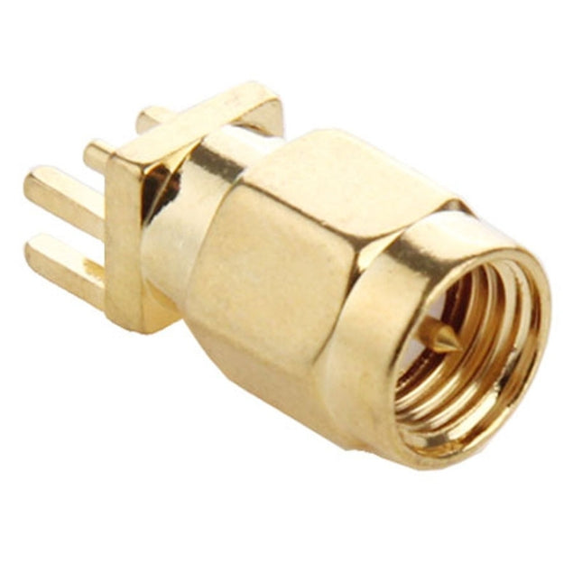 10 PCS Gold Plated SMA Male Jack Socket PCB Edge Mount Solder 0.62 inch RF Connector Adapter, SMA Male Jack Socket
