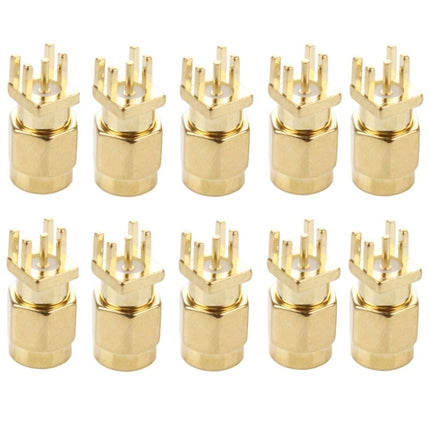 10 PCS Gold Plated SMA Male Jack Socket PCB Edge Mount Solder 0.62 inch RF Connector Adapter, SMA Male Jack Socket