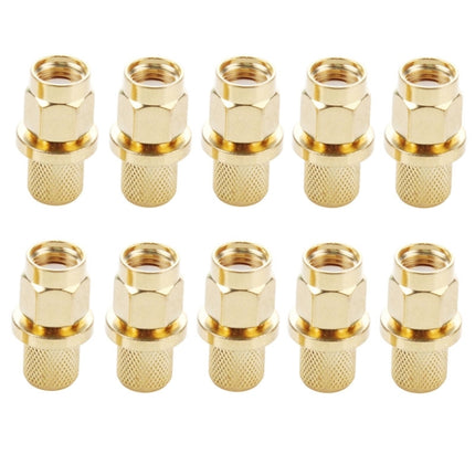 10 PCS Gold Plated SMA Male Plug Crimp RF Connector Adapter for RG58 / RG142 / LMR195 Cable, SMA Male Plug