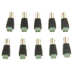 10 PCS Green Power to BNC Coaxial Female Adapter Connector for CCTV Cameras, Green Power