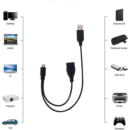 Micro USB to USB 2.0 Male & USB 2.0 Female Host OTG Converter Adapter Cable, Length: About 30cm, Micro USB to USB 2.0 AM+AF