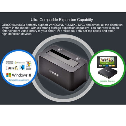 ORICO 6619US3 5Gbps Super Speed USB 3.0 to SATA Hard Drive Docking Station for 2.5 inch / 3.5 inch Hard Drive, 6619US3