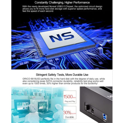 ORICO 6619US3 5Gbps Super Speed USB 3.0 to SATA Hard Drive Docking Station for 2.5 inch / 3.5 inch Hard Drive, 6619US3