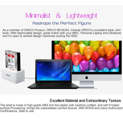 ORICO 6619US3 5Gbps Super Speed USB 3.0 to SATA Hard Drive Docking Station for 2.5 inch / 3.5 inch Hard Drive, 6619US3