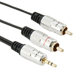 3.5mm Jack Stereo to 2 RCA Male Audio Cable, Length: 1.5m, 2 RCA, Length: 1.5m