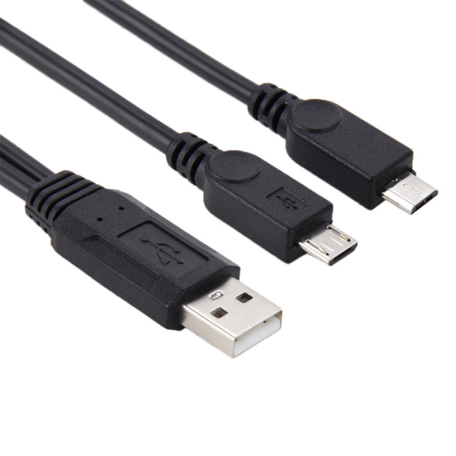 USB 2.0 Male to 2 Micro USB Male Cable, Length: About 30cm, USB 2.0 AM  to 2 Micro USB