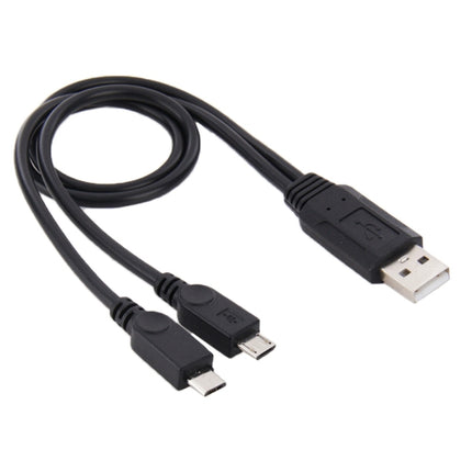 USB 2.0 Male to 2 Micro USB Male Cable, Length: About 30cm, USB 2.0 AM  to 2 Micro USB