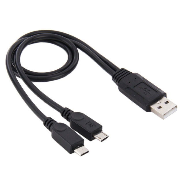 USB 2.0 Male to 2 Micro USB Male Cable, Length: About 30cm, USB 2.0 AM  to 2 Micro USB