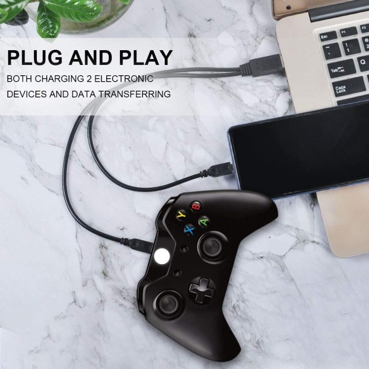 USB 2.0 Male to 2 Micro USB Male Cable, Length: About 30cm, USB 2.0 AM  to 2 Micro USB