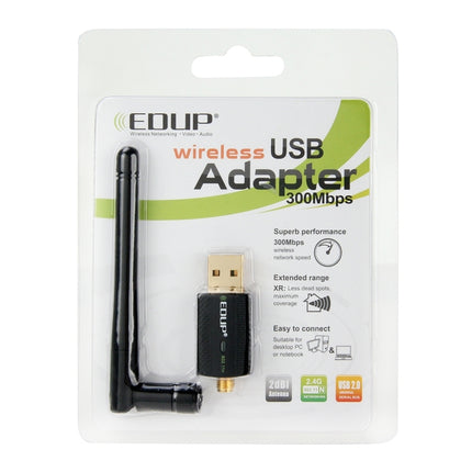 EDUP EP-N1581 Mini USB Wifi 802.11n/g/b 300Mbps 2.4GHz Wireless Adapter External Antenna, EP-N1581
