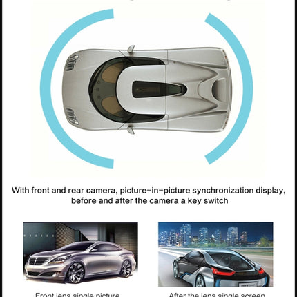 Full HD 1080P 4.3 inch Screen Display Dual Camera Vehicle DVR, 140 Degree Wide Angle Viewing, Support Night Vision / Parking Monitoring / Loop Recording / Motion Detection / G-Sensor / TF Card