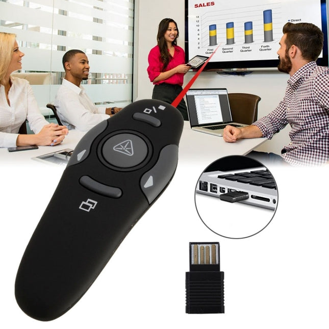 Multimedia Presenter with Laser Pointer & USB Receiver for Projector / PC / Laptop, Control Distance: 15m, 016
