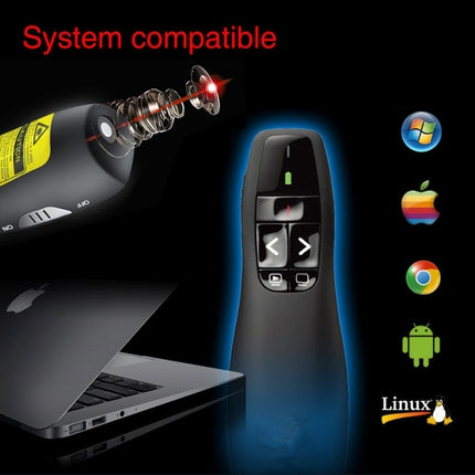 Multimedia Presenter with Laser Pointer & USB Receiver for Projector / PC / Laptop, Control Distance: 15m (R400)
