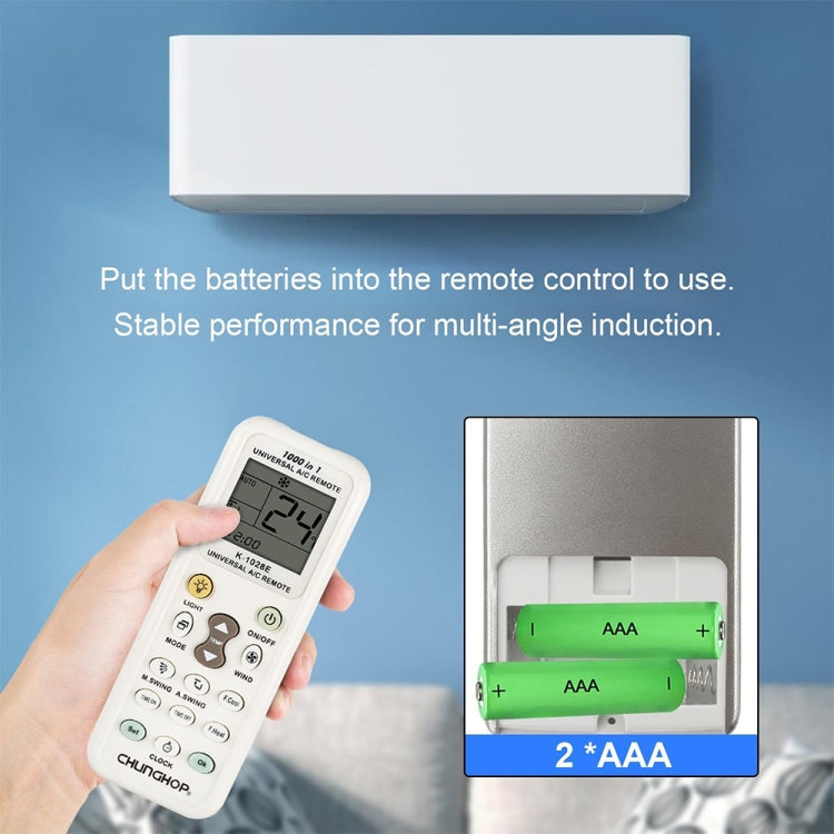 Chunghop K-1028E 1000 in 1 Universal A/C Remote Controller with Flashlight, K-1028E with Flashlight