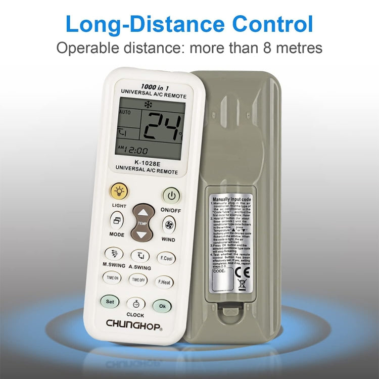 Chunghop K-1028E 1000 in 1 Universal A/C Remote Controller with Flashlight, K-1028E with Flashlight