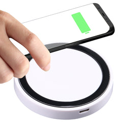 Universal QI Standard Round Wireless Charging Pad (White + Red), White + Orange, Black + Orange, White + Black, Black + Blue, Black + Red, White, Black + White, Grey+Black, White + Red, White + Blue