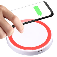 Universal QI Standard Round Wireless Charging Pad (White + Red), White + Orange, Black + Orange, White + Black, Black + Blue, Black + Red, White, Black + White, Grey+Black, White + Red, White + Blue