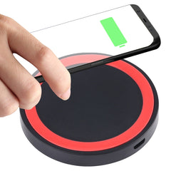 Universal QI Standard Round Wireless Charging Pad (White + Red), White + Orange, Black + Orange, White + Black, Black + Blue, Black + Red, White, Black + White, Grey+Black, White + Red, White + Blue