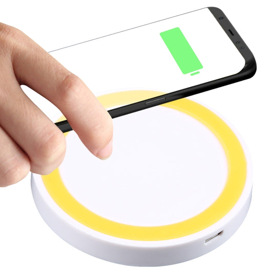 Universal QI Standard Round Wireless Charging Pad (White + Red), White + Orange, Black + Orange, White + Black, Black + Blue, Black + Red, White, Black + White, Grey+Black, White + Red, White + Blue