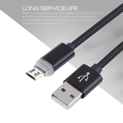 1m Woven Style Micro USB to USB 2.0 Data Sync Cable with LED Indicator Light