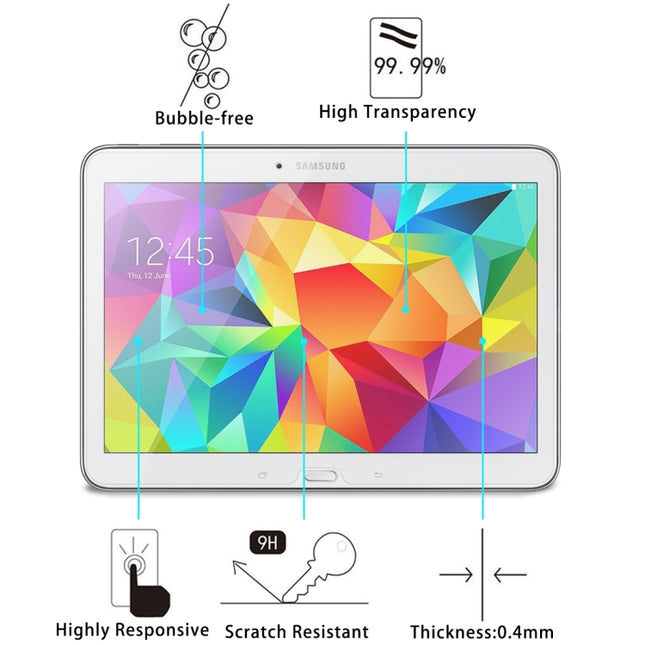 0.4mm 9H+ Surface Hardness 2.5D Explosion-proof Tempered Glass Film for Galaxy Tab 4 10.1 / T530 / T531 / T535