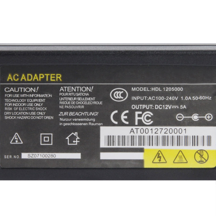 US Plug 12V 5A / 16 Channel DVR AC Power Adapter, Output Tips: 5.5 x 2.5mm