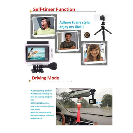 H9 4K Ultra HD1080P 12MP 2 inch LCD Screen WiFi Sports Camera, 170 Degrees Wide Angle Lens, 30m Waterproof, H9 4K (Black)