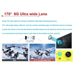 H9 4K Ultra HD1080P 12MP 2 inch LCD Screen WiFi Sports Camera, 170 Degrees Wide Angle Lens, 30m Waterproof, H9 4K (Yellow), H9 4K (White), H9 4K (Silver), H9 4K (Blue), H9 4K (Gold), H9 4K (Pink), H9 4K (Black)