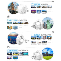 All in 1 EU + AU + UK + US Plug Travel Universal Adaptor