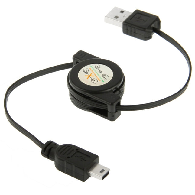USB Retractable Data & Charger Cable for Motorola V3 / Mobile Phone / MP3 / MP4 / Digital Camera / GPS, Length: 10cm (Can be Extended to 80cm),  Black, USB 2.0 to Mini 5 Pin