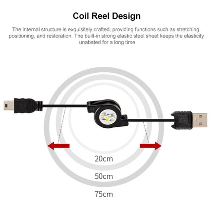 USB Retractable Data & Charger Cable for Motorola V3 / Mobile Phone / MP3 / MP4 / Digital Camera / GPS, Length: 10cm (Can be Extended to 80cm),  Black