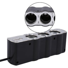 WF-0120 12V / 24V 3 Way Triple Sockets USB Car Cigarette Lighter Socket Splitter Charger