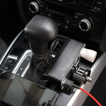 WF-0120 12V / 24V 3 Way Triple Sockets USB Car Cigarette Lighter Socket Splitter Charger, WF-0120