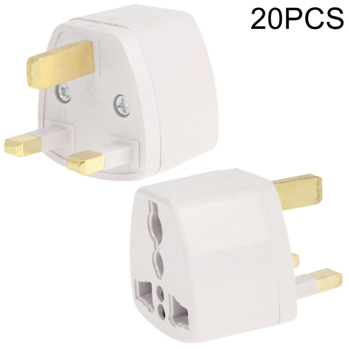 Adaptador de enchufe de 20 piezas, adaptador de corriente de viaje con enchufe de Reino Unido, enchufe de Reino Unido (20 piezas)