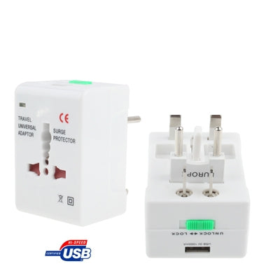 Universal Travel Power Adaptor with USB Port – UK, EU, US & AU Plug Adapter