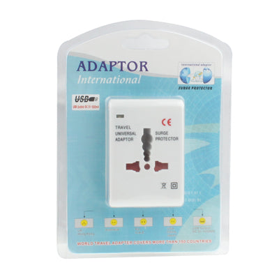 Universal US / EU / AU / UK Travel AC Power Adaptor Plug with USB Charger Socket