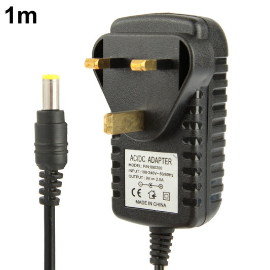 High Quality UK Plug AC 100-240V to DC 9V 2A Power Adapter, Tips: 5.5 x 2.1mm, Cable Length: 1m, UK Plug DC 9V 2A