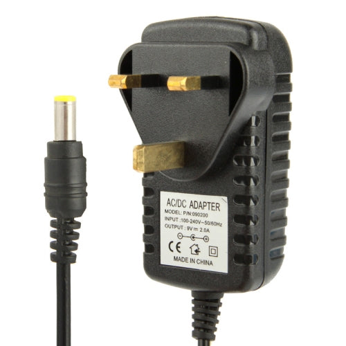 High Quality UK Plug AC 100-240V to DC 9V 2A Power Adapter, Tips: 5.5 x 2.1mm, Cable Length: 1m, UK Plug DC 9V 2A