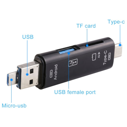 D-188 3 in 1 TF & USB to Micro USB & Type-C Card Reader OTG Adapter Connector